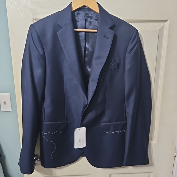 Ermenegildo Zegna Patrick 100%Virgin‎ Wool Navy Blazer For Neiman Marcus 46S NWT